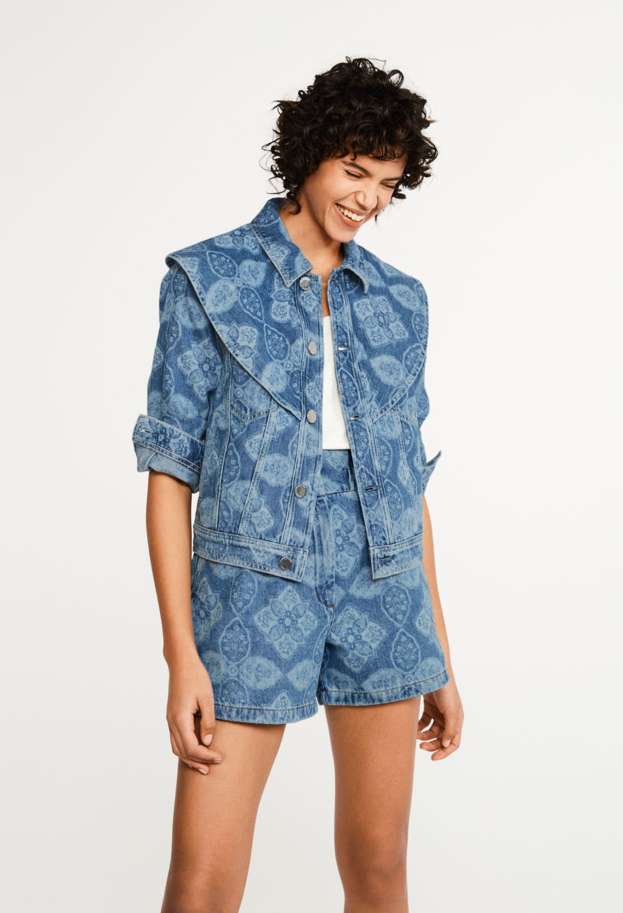 Veste en jean imprimee