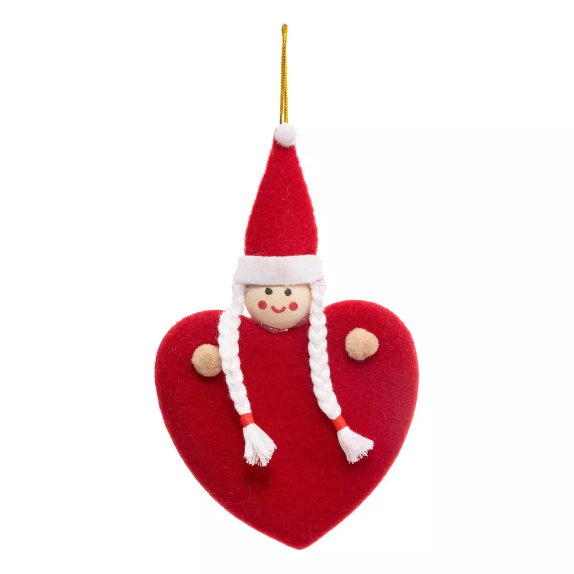 Poupée de Noël à suspendre (H14 cm) Cœur Rouge