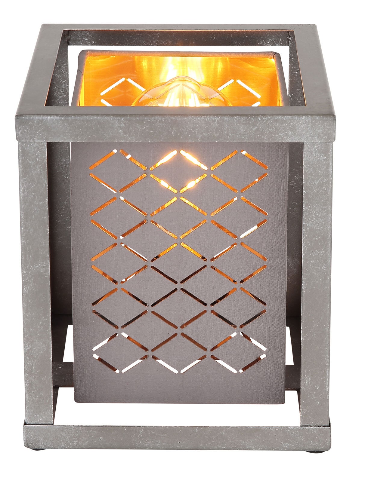 THOMAS Tischlampe silberfarben 15498T, B/H/T: 17 x 22 x 17 cm, Textil, Metall