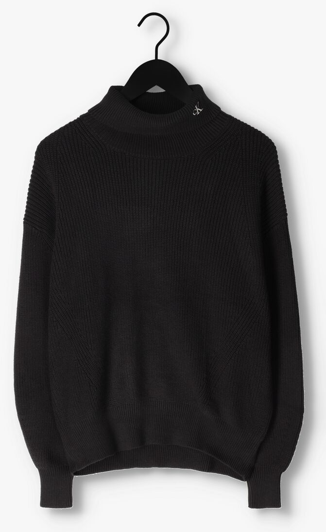 CALVIN KLEIN zwarte calvin klein coltrui ck chunky roll neck