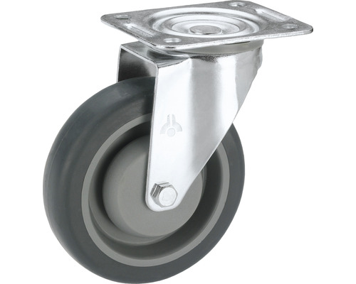 Tarrox transportmaterieel zwenkwiel, tot 150 kg, met plaat, TPE loopvlak en draadbescherming, 100 x 128 x 32 mm