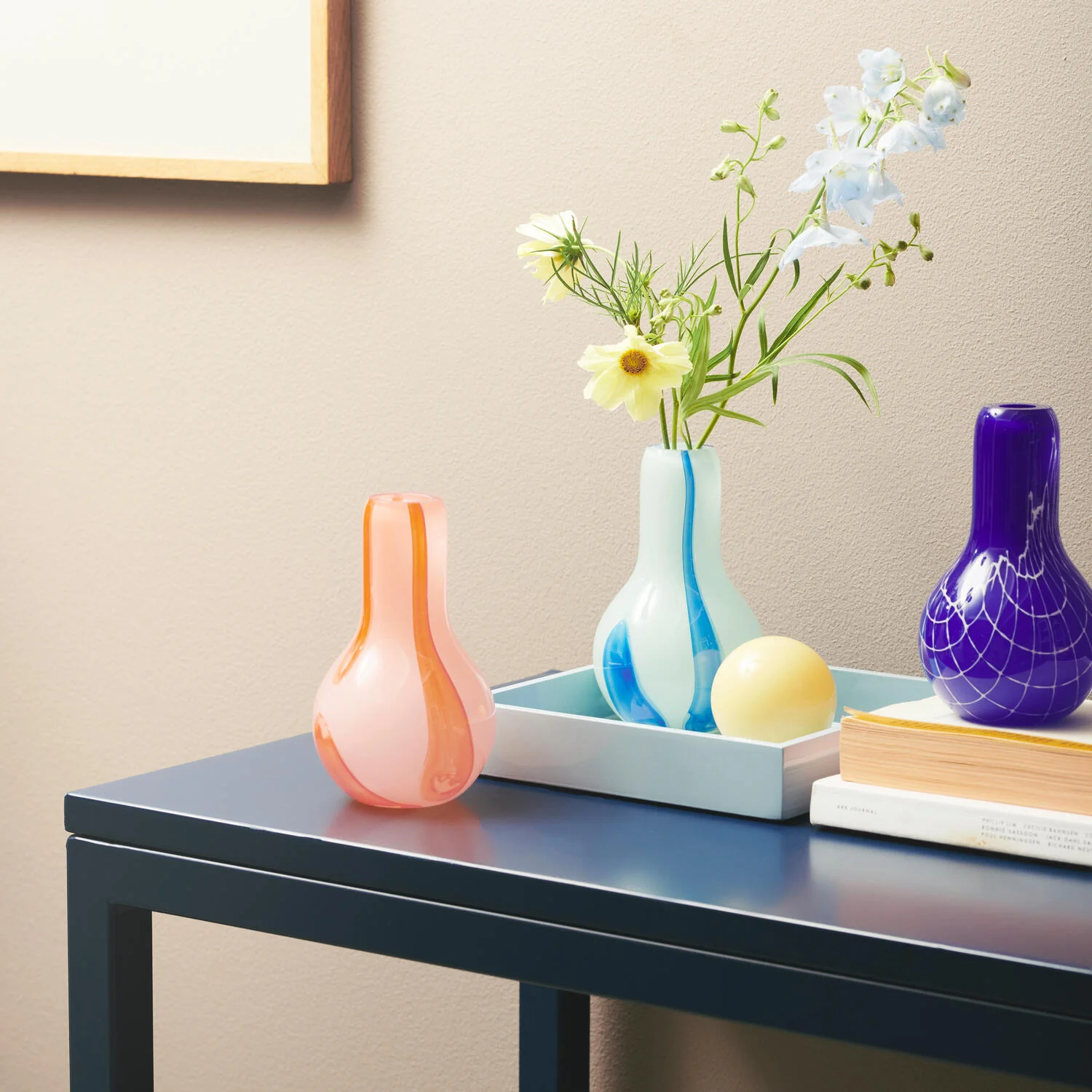 Kodanska  Flow vase mini, Purple/Green Stripes - H15 cm.