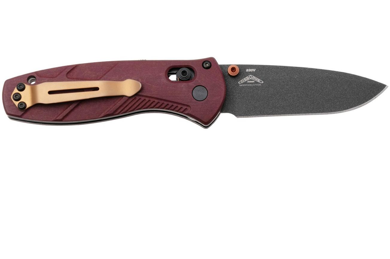 Benchmade Mini Barrage 585BK-04 Black Cobalt Cerakote CPM S30V, Redstone Richlite, zakmes