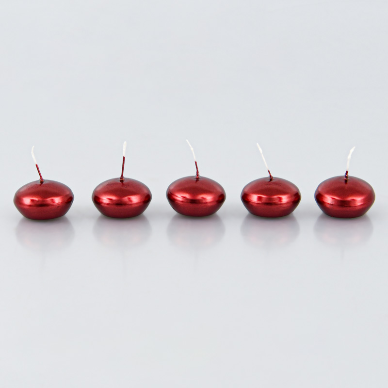 5 bougies flottantes rouge métal
