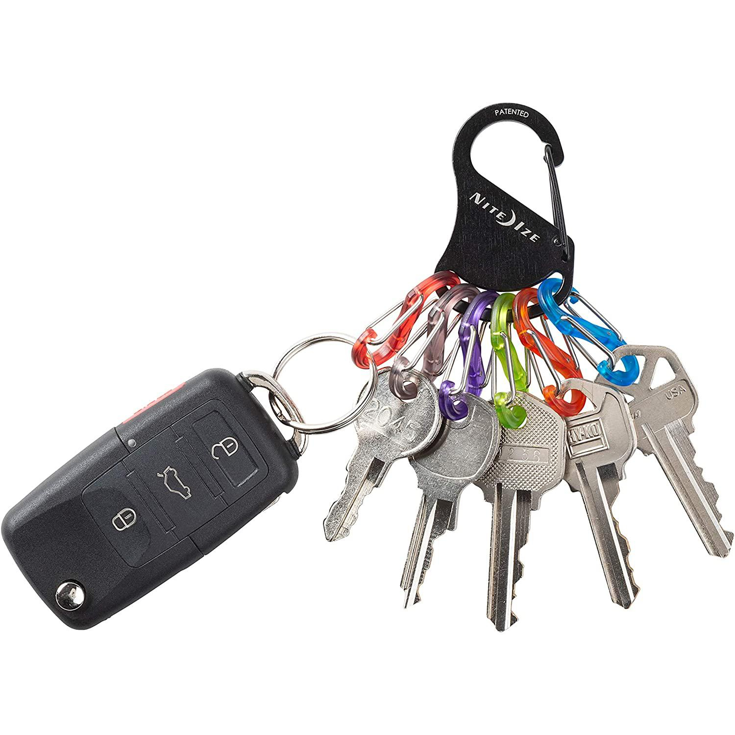 Edelstahl Schlüsselanhänger Key Organizer mit 6 Abnehmbaren Karabinerhaken - Bunt