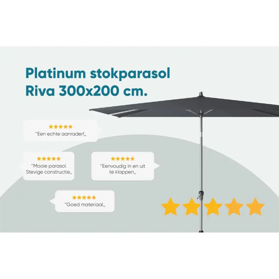 Platinum Riva stokparasol 3x2 m. - Ecru