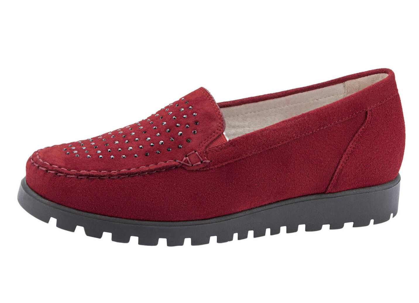 Waldläufer Mokassin-Slipper mit Glitzer-Applikationen