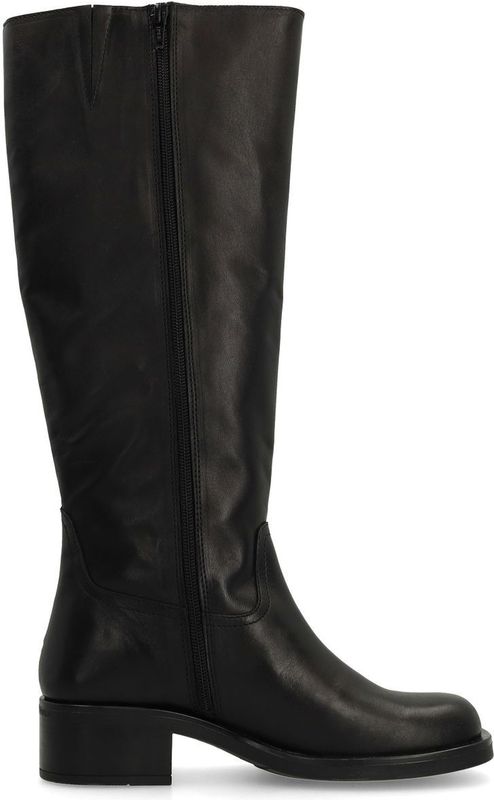 Manfield - Zwarte Leren Laarzen - Dames - Met Rits - 43 EU