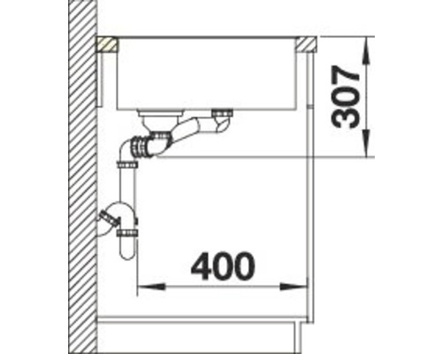 Blanco AXIA III 6 SF spoelbak, 990 x 500 mm, rotsgrijs, 524664, 1 bak met afdruipgedeelte, bak links met secundaire bak