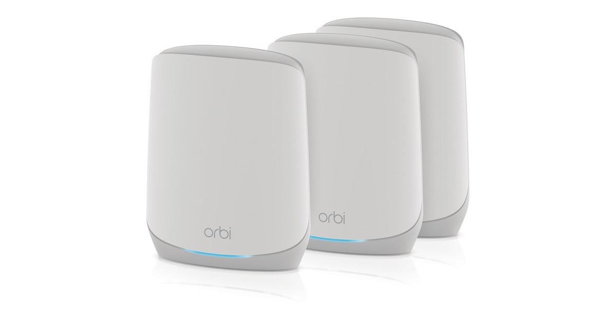 NetgearOrbi RBK763s Tri-band Mesh WiFi 6 Systeem mesh router  (Wit, 1x Orbi-router (RBR760) + 2x Orbi-satelliet (RBS760), Dekking tot 525 m²)