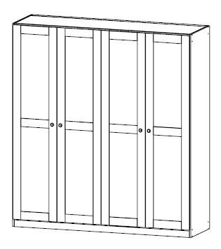 Drehtürenschrank - Alpinweiß - 4-türig