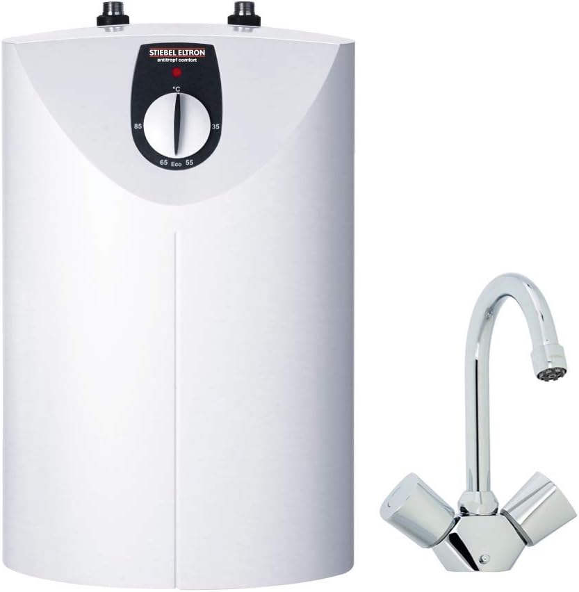 STIEBEL ELTRON druckloser Kleinspeicher SNU 5 SL + WST-W Armatur, 5l, Untertischgerät, Antitropf- und Thermostop-Funktion, mit Stekcer 230V, 2 kW, 221120