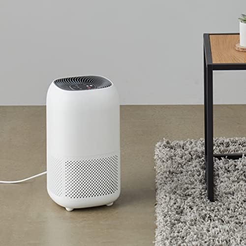 Amazon Basics   Purificateur d'air, Couvre jusqu'à 12 m², Filtres à air True HEPA et au charbon, CADR 100 m²/h, Élimine 99,97 % des allergènes (pollen, poussière, fumée), Prise européenne, Blanc : Cuisine et Maison