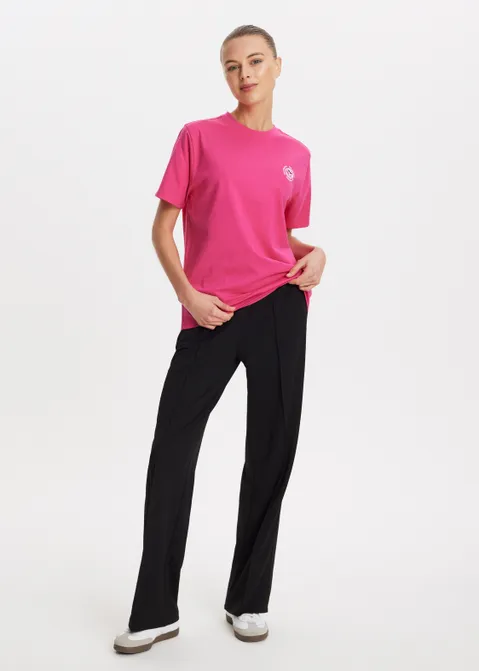 t-shirt met print give love paars (FUCHSIA)