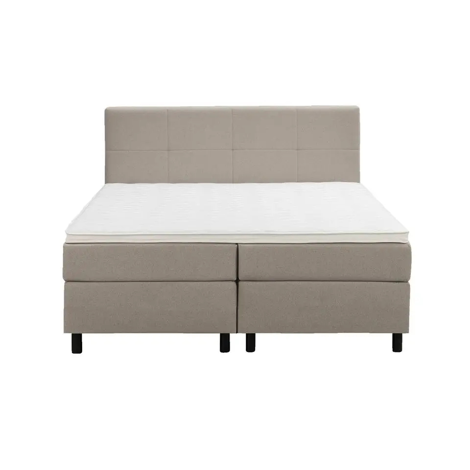Boxspring Liv geblokt - beige - 160x200 cm - ronde poot