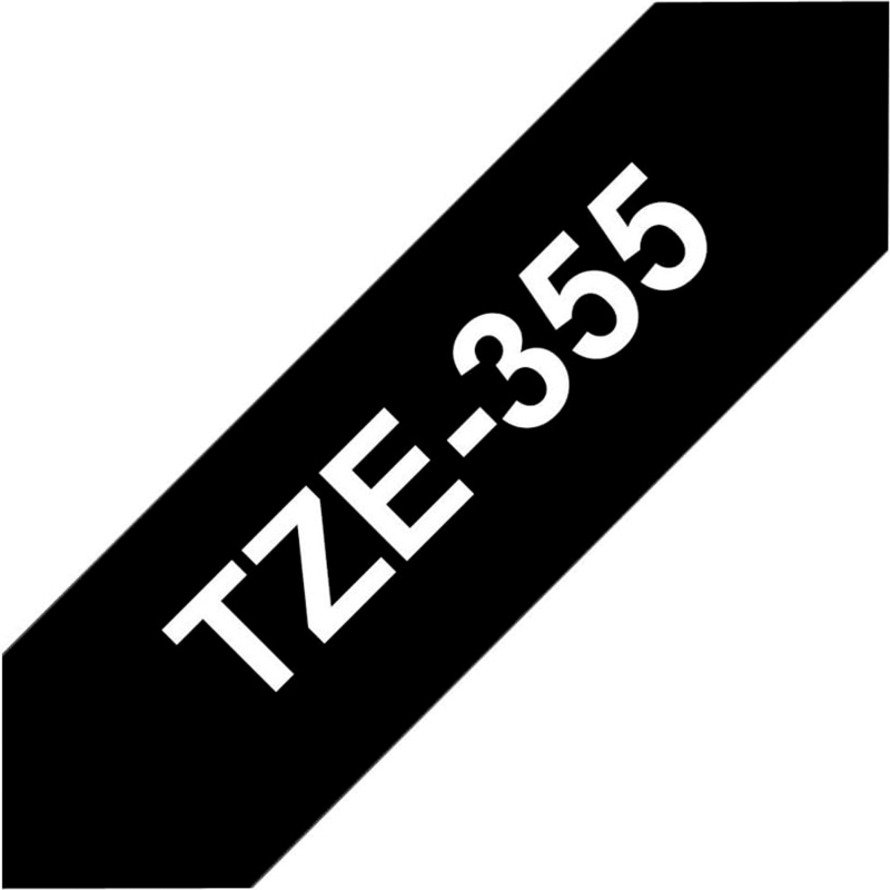 Ruban laminé Brother 24 mm TZE 355 noir écriture blanche