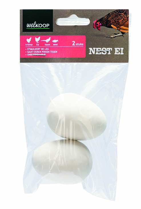 Welkoop - Nesteieren - 2 Stuks - wit - 17.5x10.1x4.1 cm