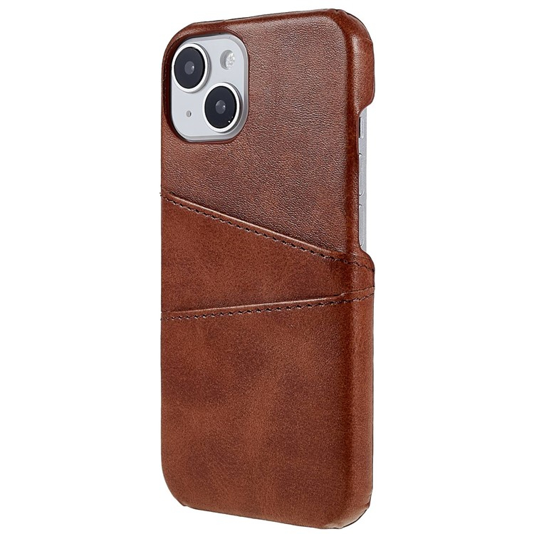 iPhone 14 Leder Hülle Snap Case   Kartenfach - Braun