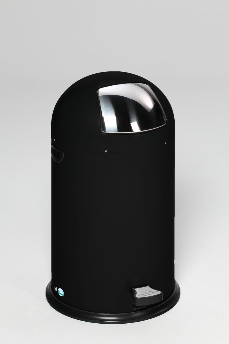 PROREGAL Classic Afvalbak met klep, binnenbak, voetpedaal, 40 liter, HxBxD 73 x 46,5 x 46,5 cm, gegalvaniseerd staal, zwart