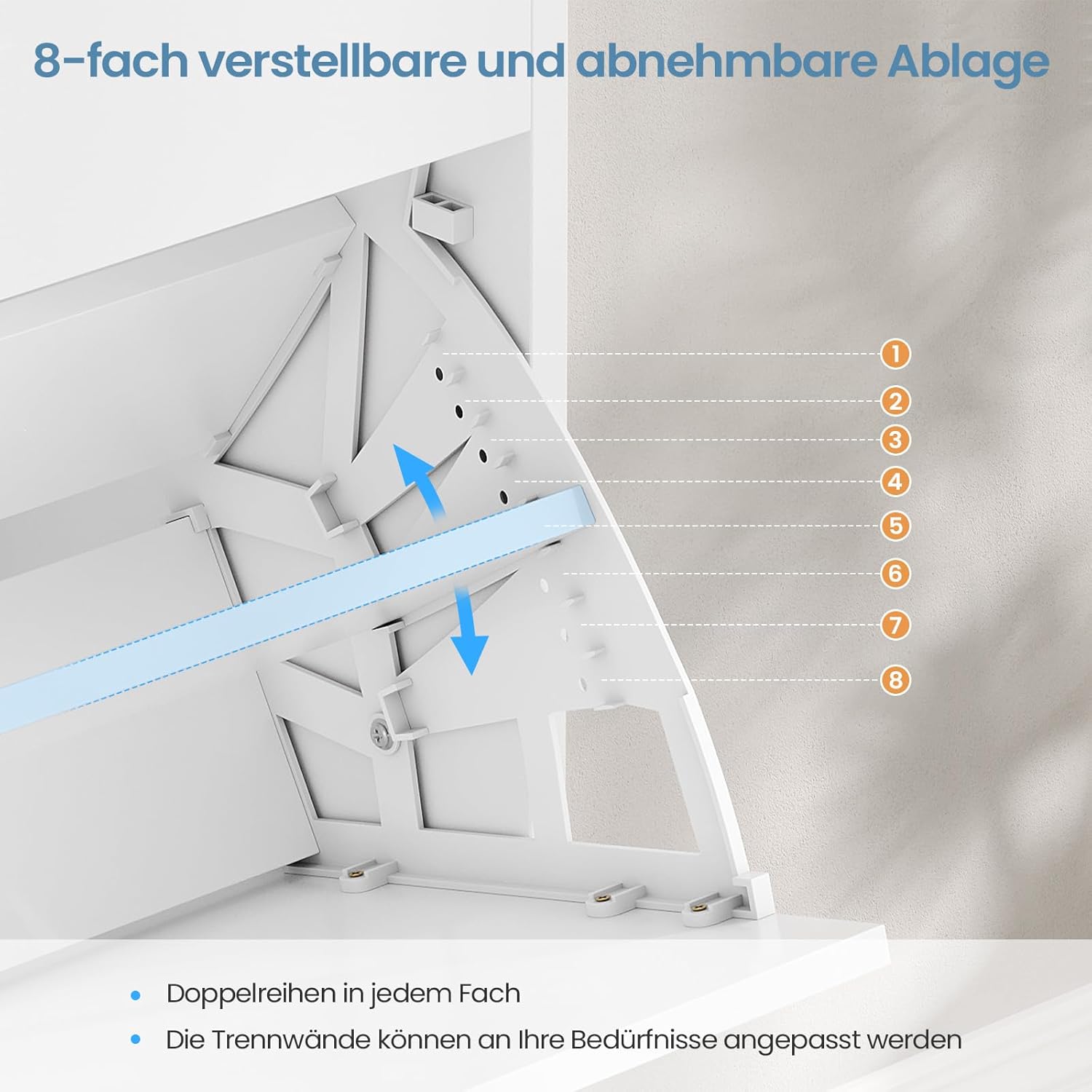 Schuhschrank mit Integrierter Geruchsentferner, Weiss Schuhkipper mit 2 Klappen, Schuhkommode Schuhregal mit Trennwände verstellbar und abnehmbar, für 12-16 Paar Schuhe Schuhschrank Holz Weiß