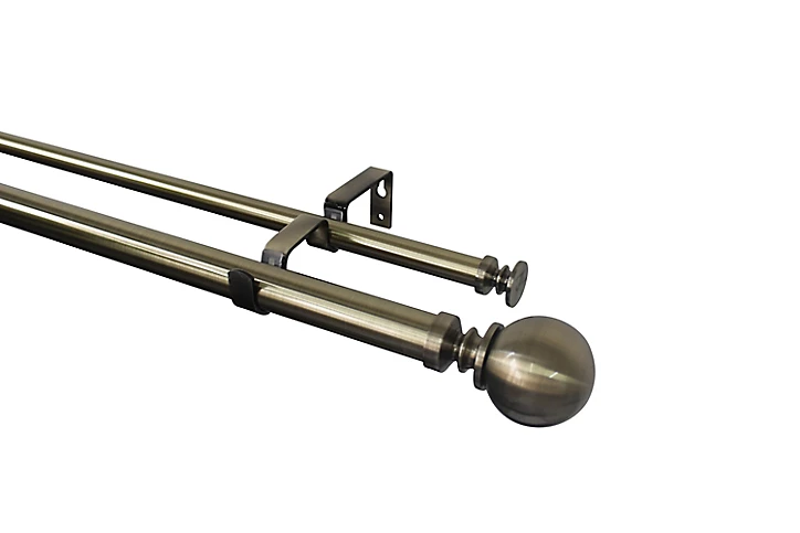Kit de tringle à rideau double extensible embout boule Antiki GoodHome 200/330 cm, Ø25/28mm doré