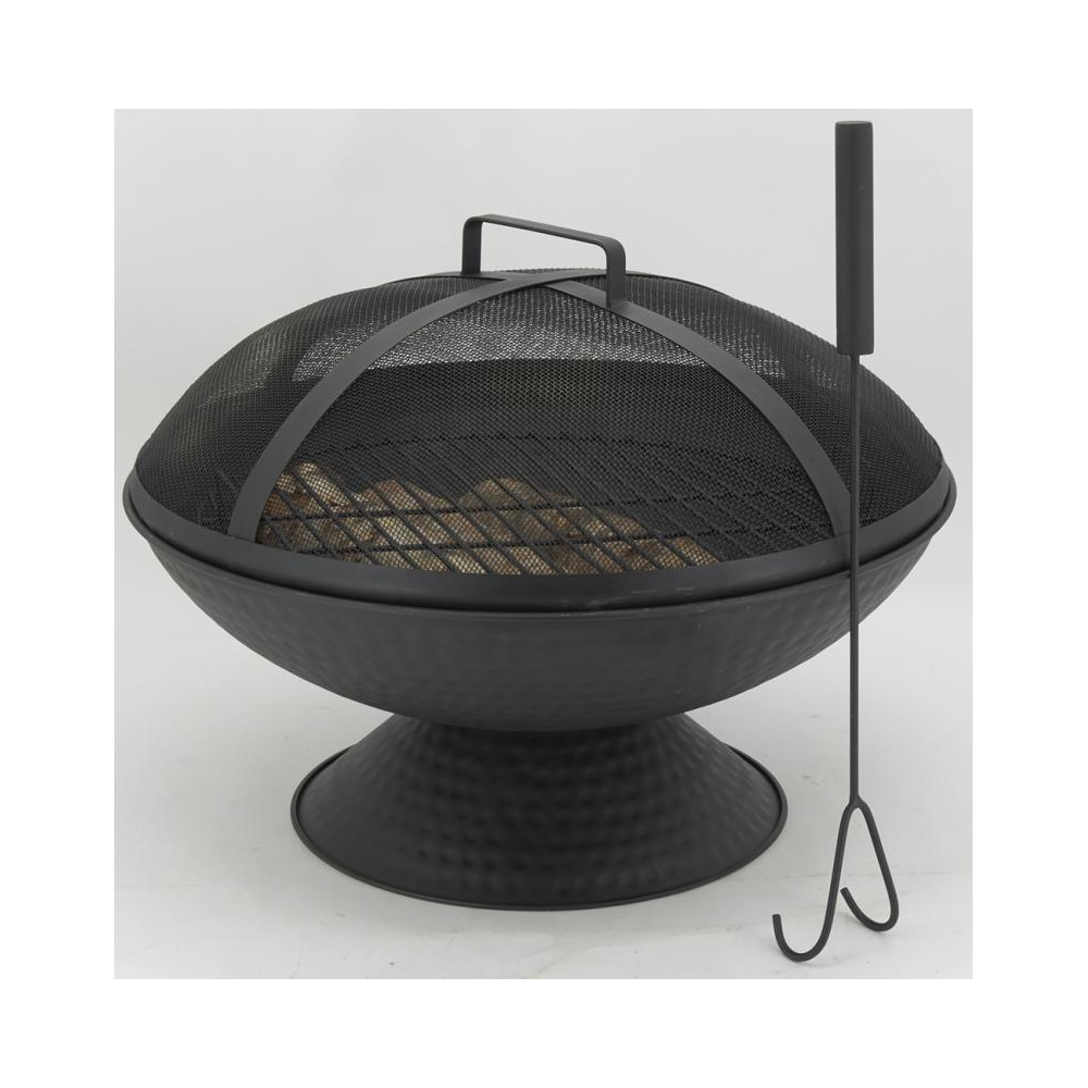 Brasero avec grille + couvercle en métal noir