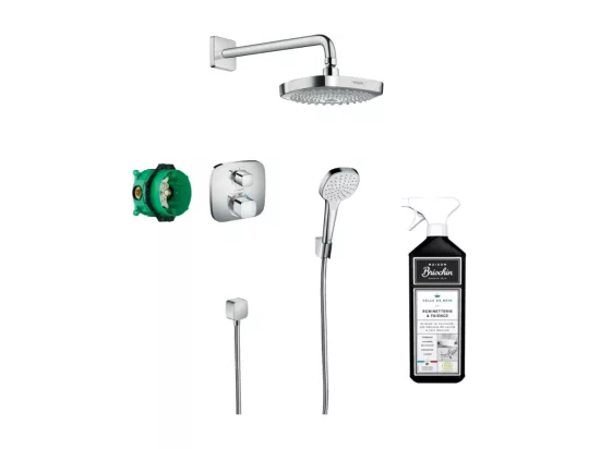 Colonne de douche thermostatique encastrée HANSGROHE Croma Select E + nettoyant Briochin
