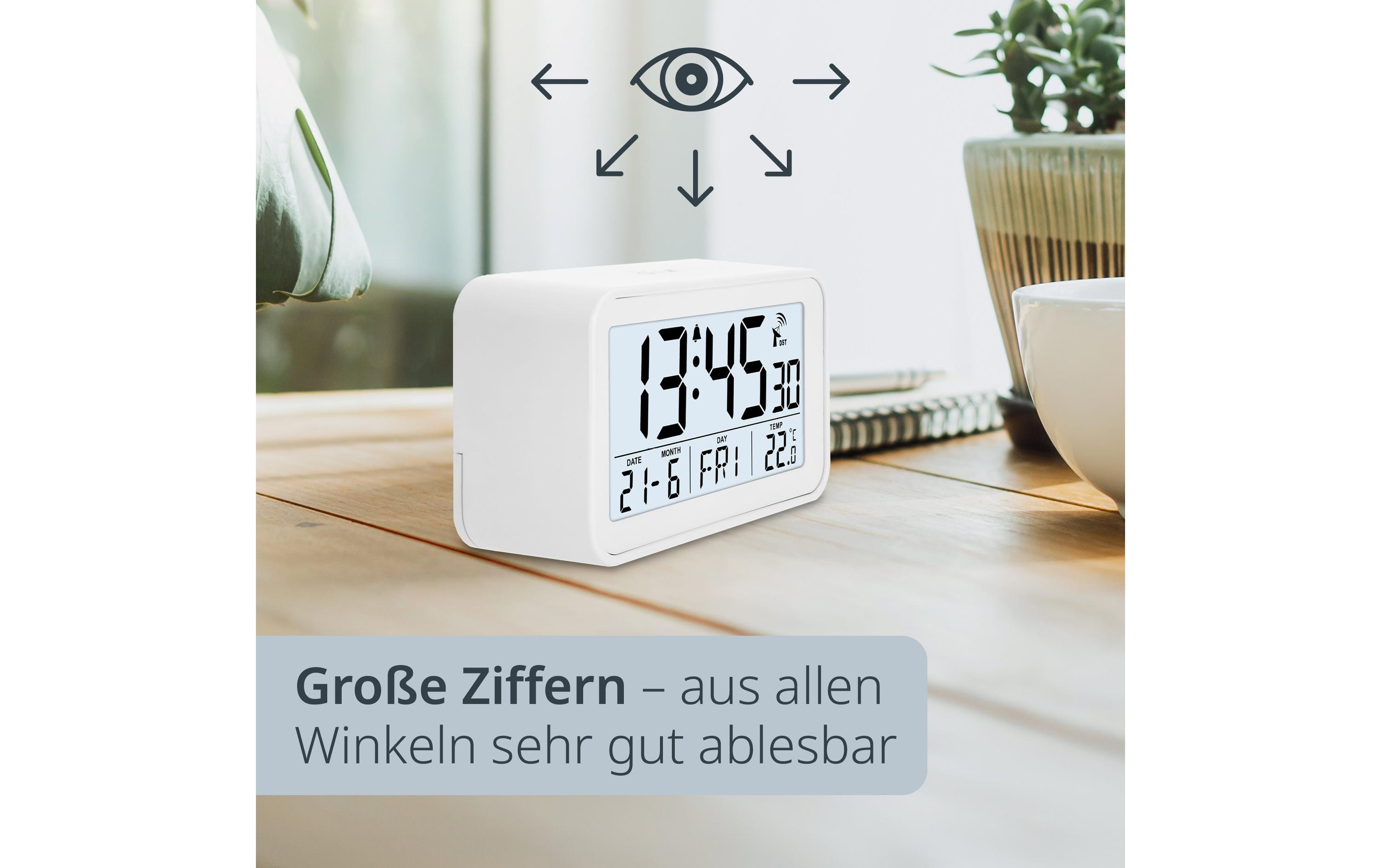 Funkwecker digital WeissDigitaler DCF-Funkwecker