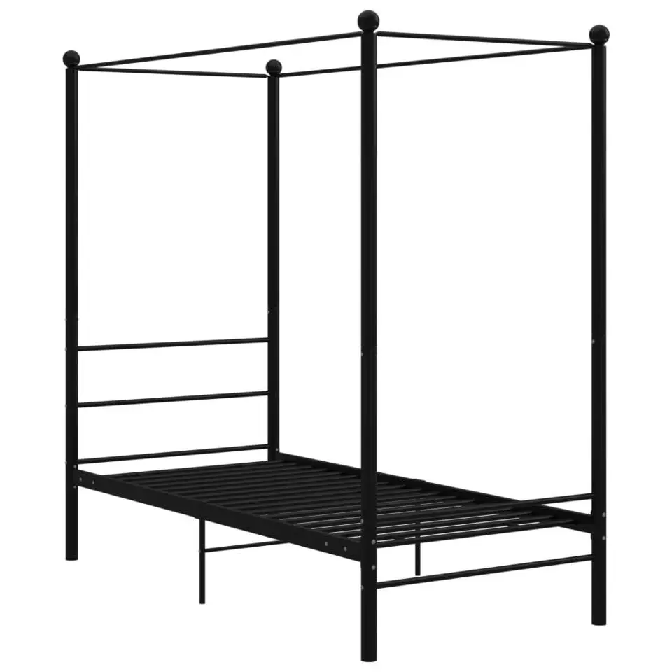 vidaXL - Hemelbedframe met latten - Zwart - Metaal - 100x200 cm