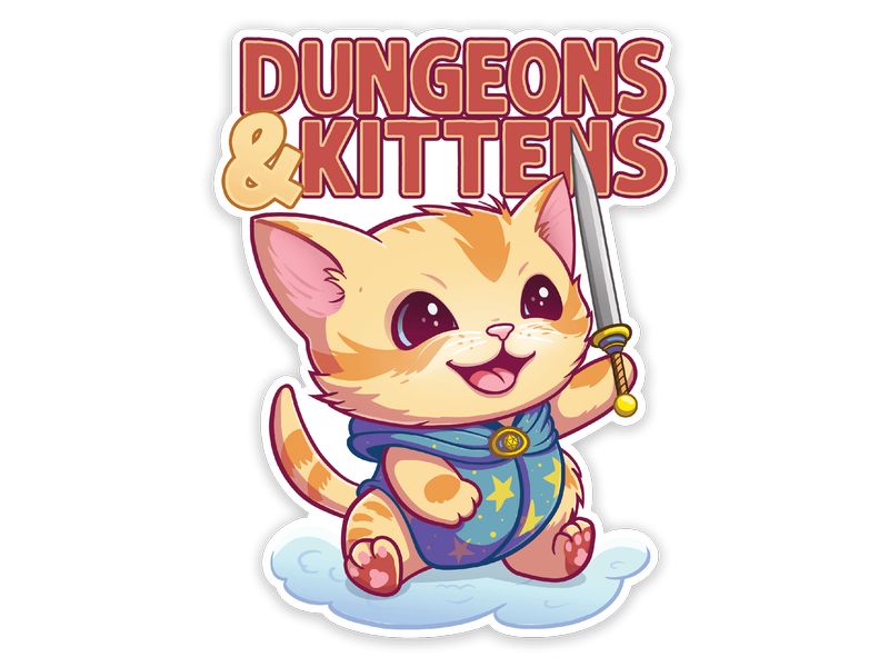 Glass Staff Dungeons & Kittens Sticker Mehrfarbig Aufkleber für RPG-Fans