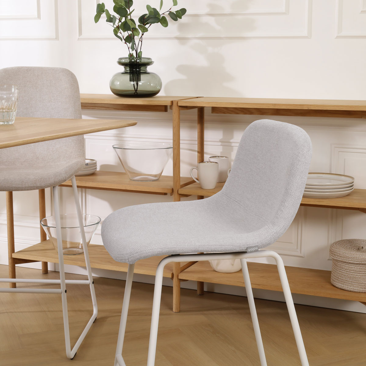 Barkruk Nino-Mats lichtgrijs -  wit onderstel - 65 cm