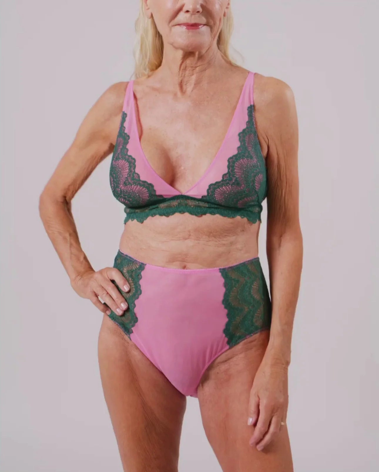 Understatement Underwear Lace Mesh Plunge Bralette pine candy pink
