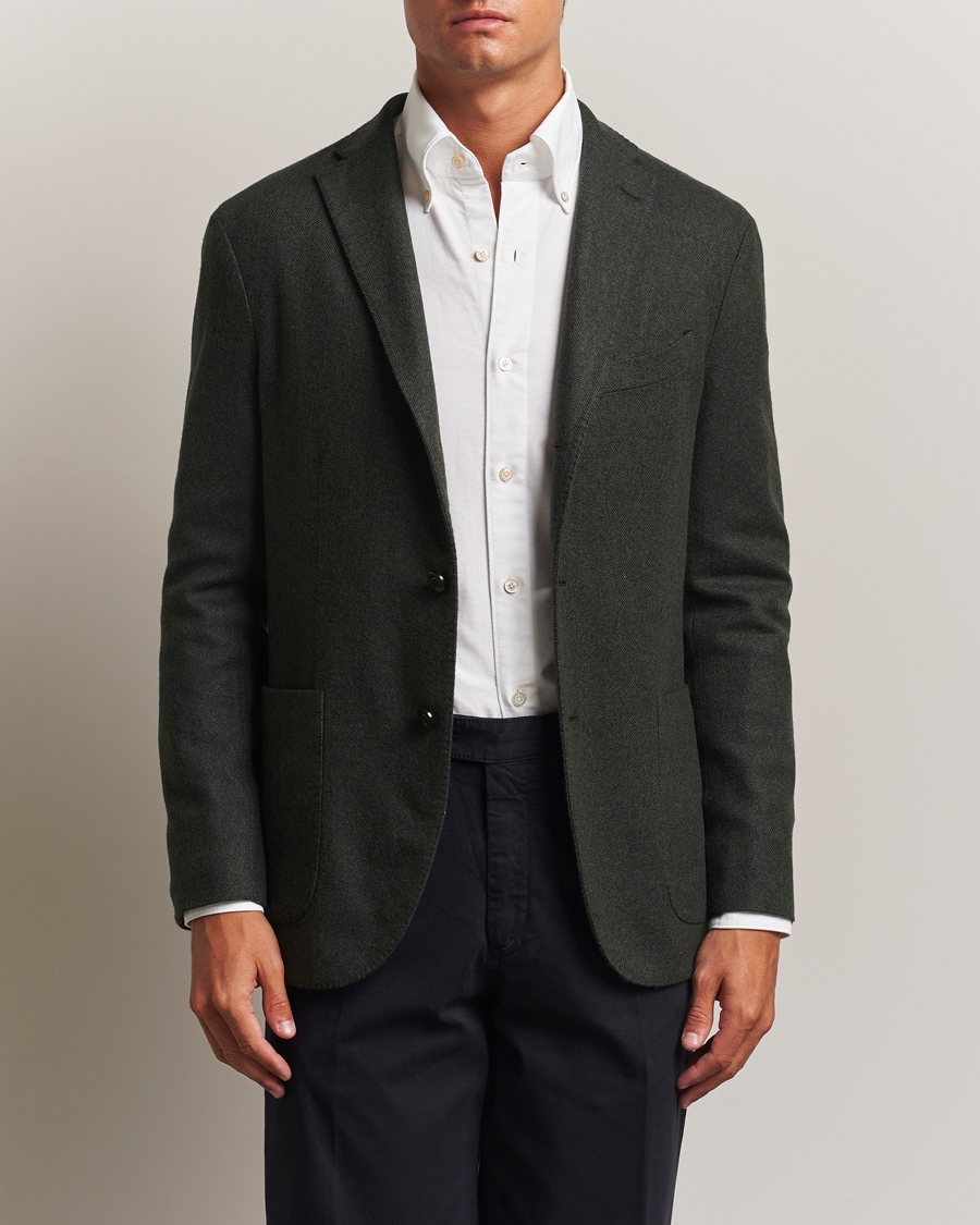 Boglioli K Jacket Wool Herringbone Blazer Hunting Green