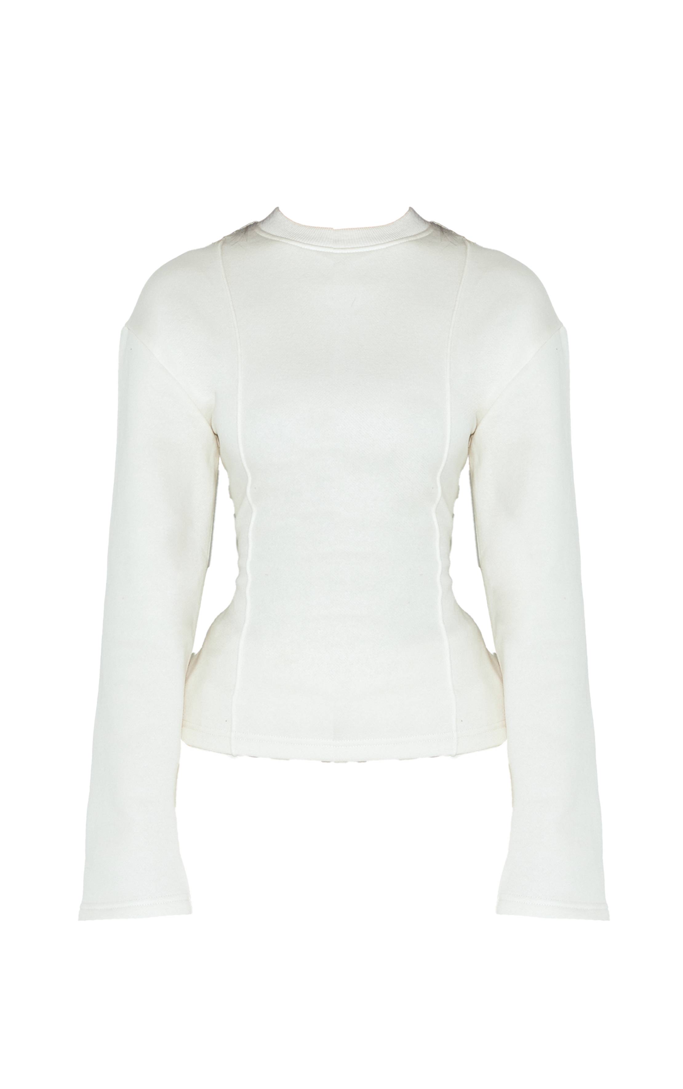 Crème Sweat-shirt Petite À Manches Longues Avec Taille Cintrée