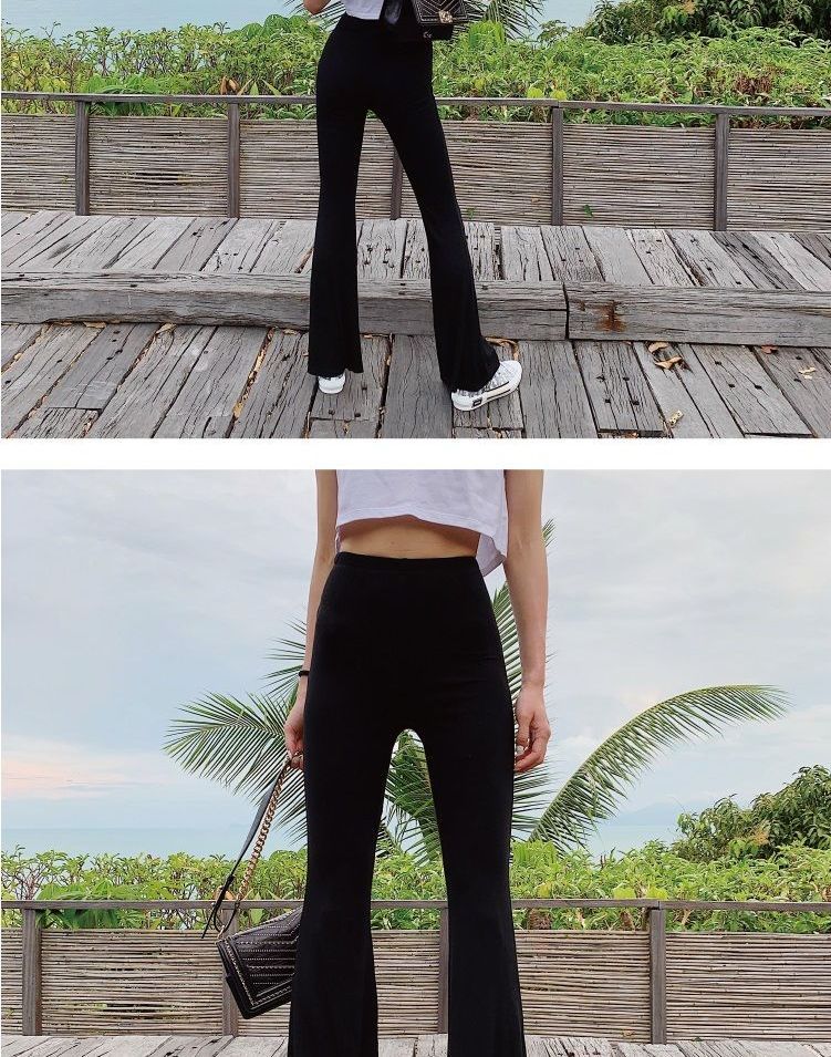 LIVIE - Hoge taille effen bootcut broek