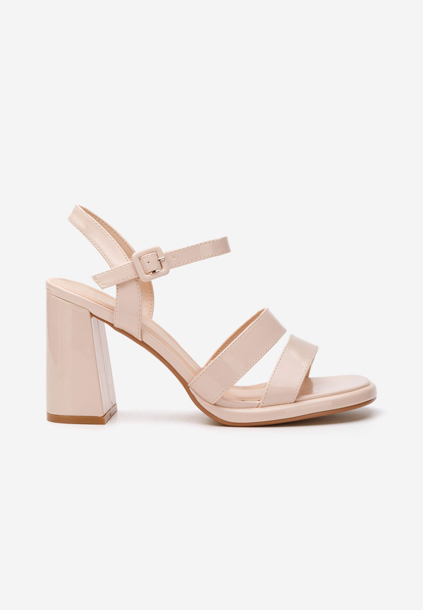 Sandales à talon épais beige Leonore