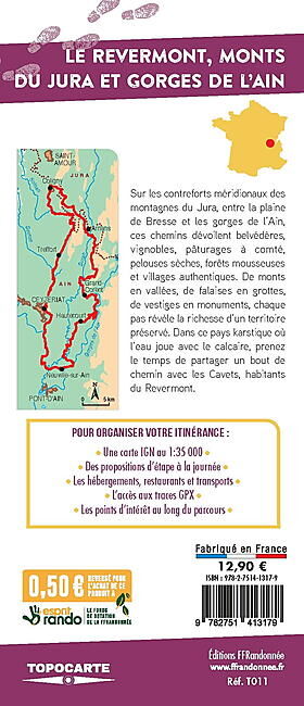 FFRP - TOPOCARTE LE REVERMONT MONTS DU JURA