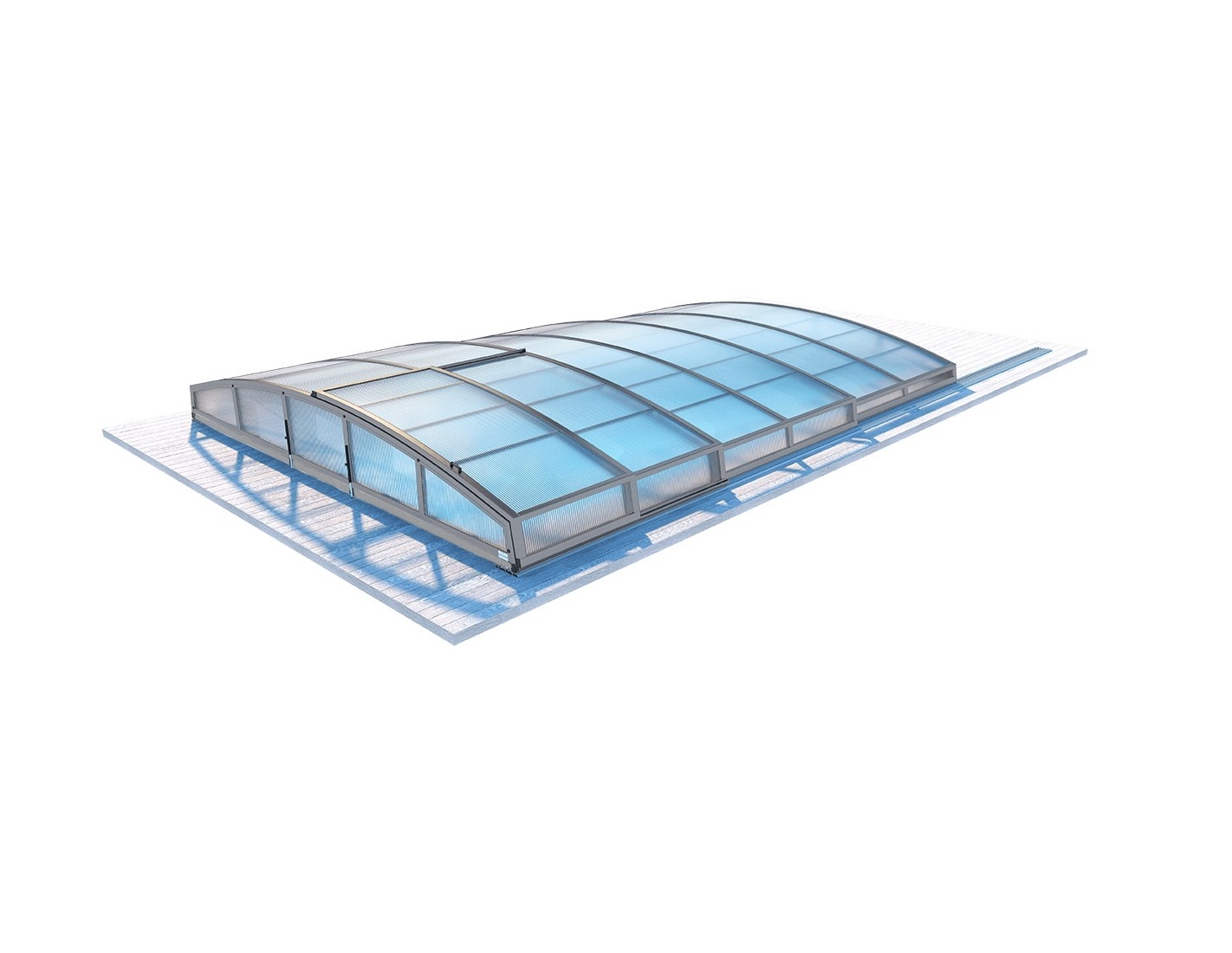Abri de piscine skyline pour les modèles 4,10x3 m - bas85, bas785 - polycarbonate alvéolaire 8 mm - couleur ral7037 gris