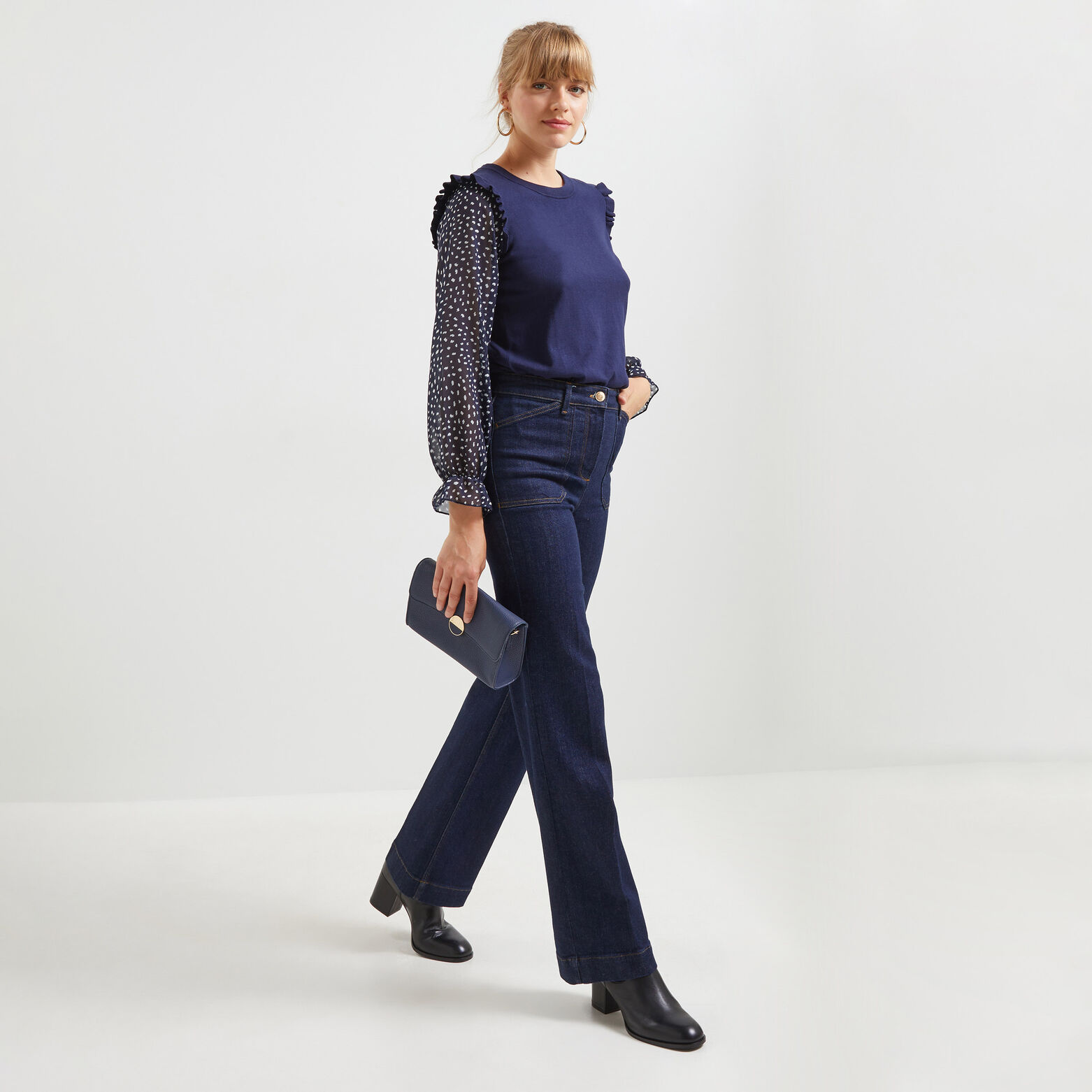 Pull bi matière femme