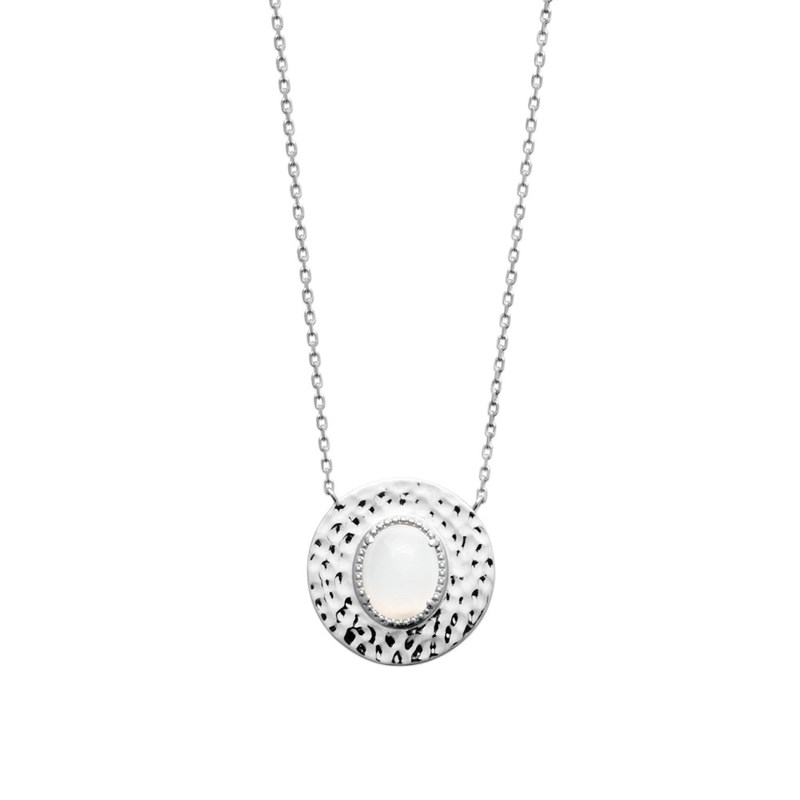 Collier Femme - Argent 925 - Pierre de lune - Longueur : 45 cm