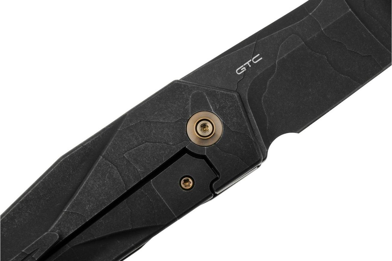 WE Knife Solid WE22028-5, CPM-20CV, Stonewashed Etched Pattern Black Titanium, zakmes