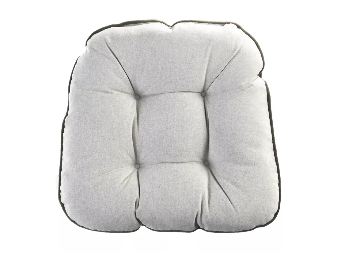 Lot de 2 galettes de chaise matelassées réversibles - 40 x 40 cm - Vert kaki et gris clair - DOLASO