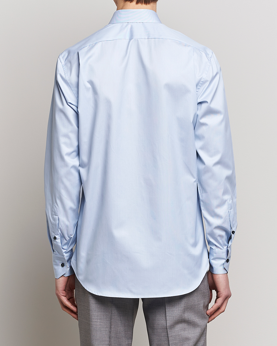 Stenströms Fitted Body Contrast Cotton Shirt White/Blue