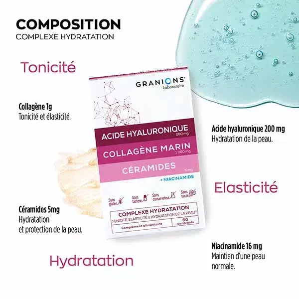Granions Complexe Hydratation Peau Boite de 60 comprimés