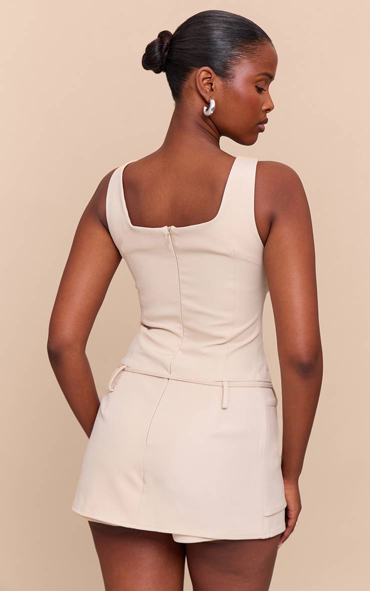 Beige Combi-short Jupe-short Avec Détail Ceinture Tissée