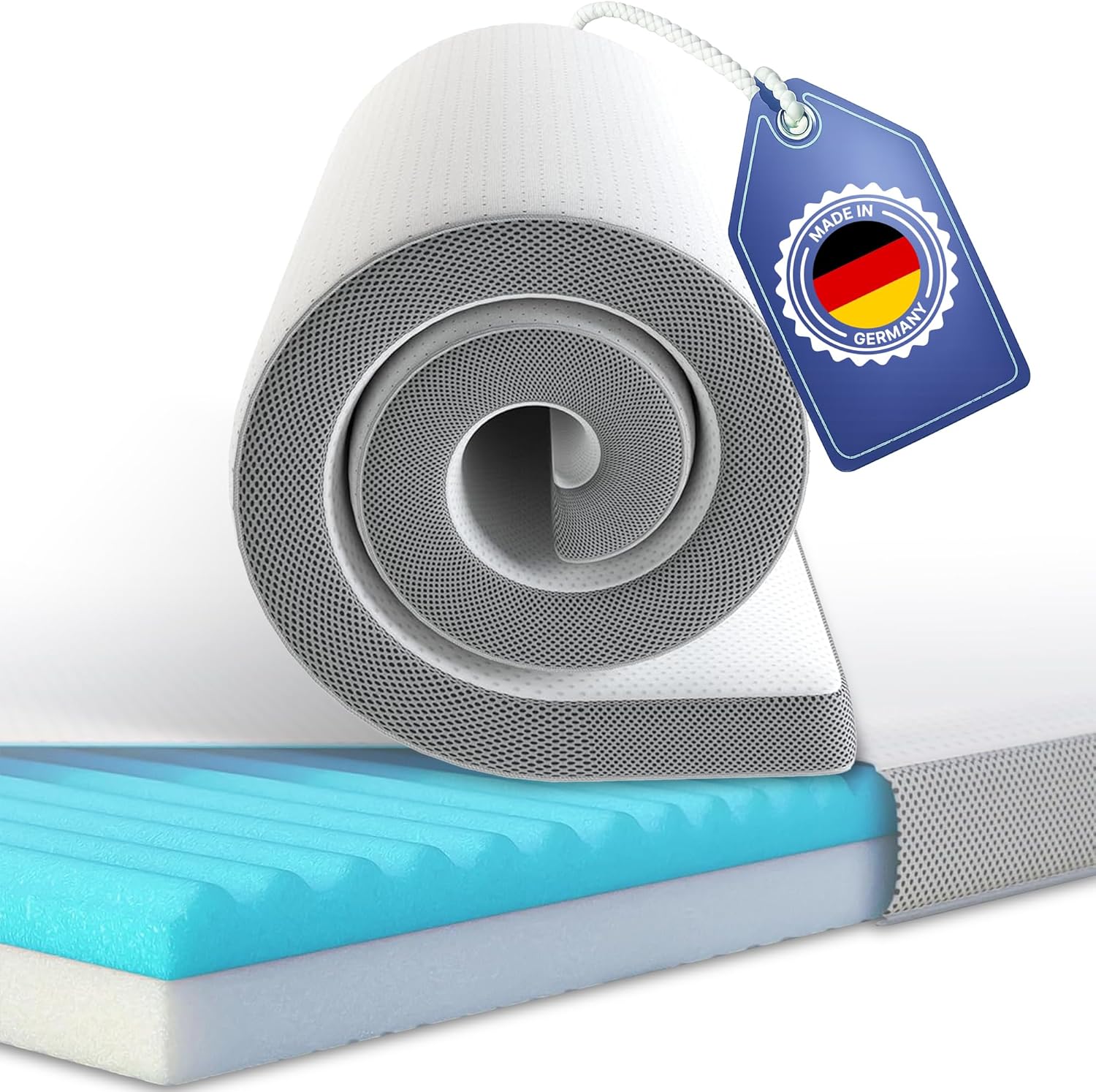 Topper 140x200-7-Zonen Memory Foam & Komfortschaum - Matratzentopper in 2 Härtegrade - Matratzenauflage mit Anti-Rutsch Unterseite & abnehmbarem Bezug