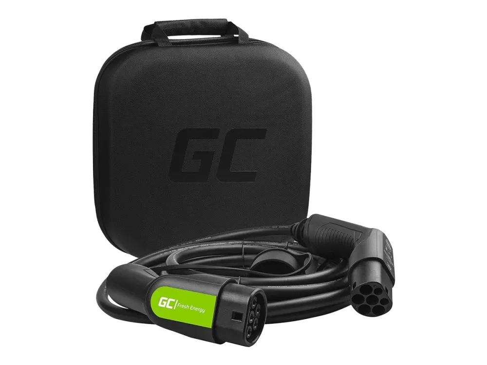 Green Cell ladekabel til elbil type 2 - optil 7,2 kW på 1 fase - 32A - 7 meter