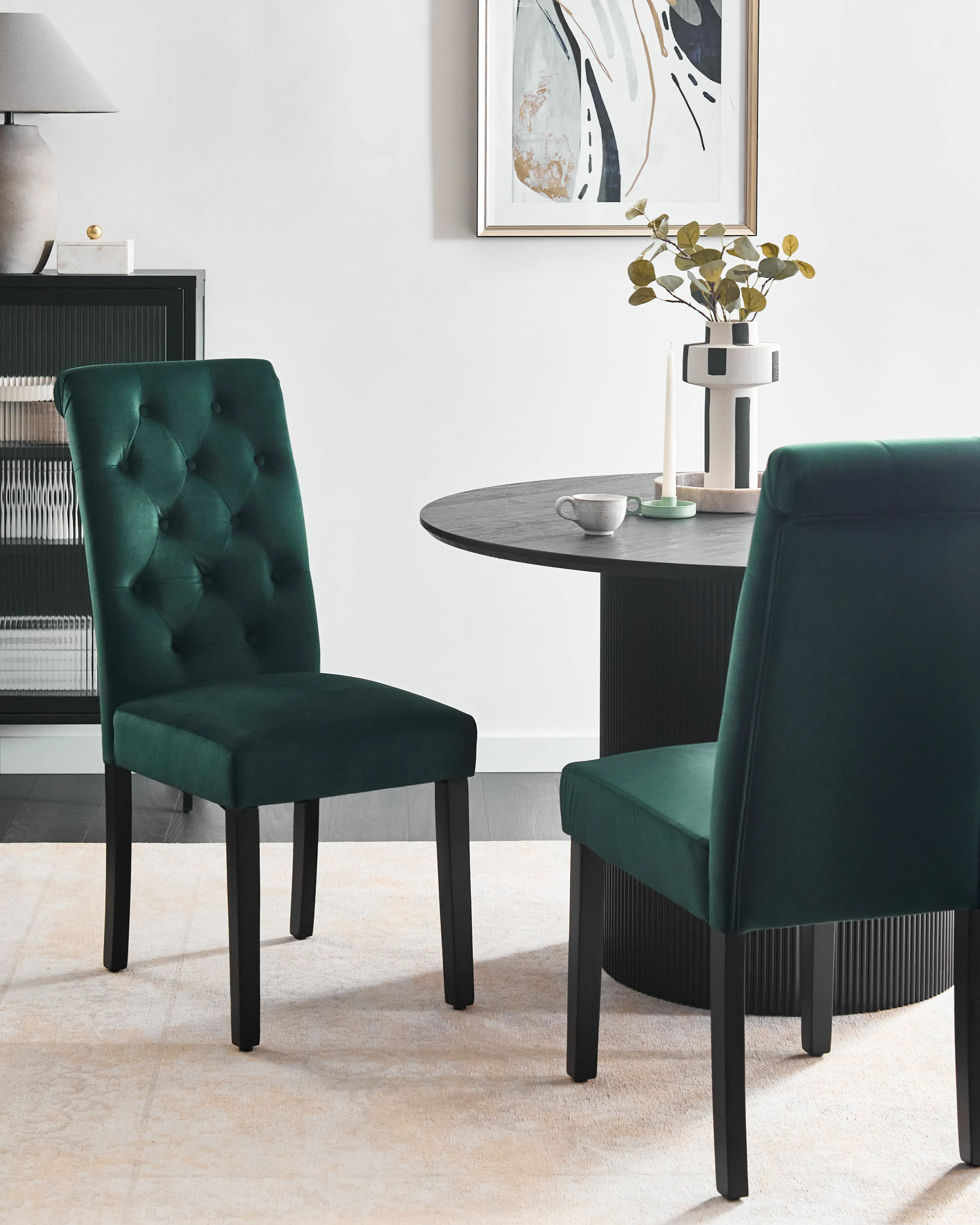 Set van 2 eetkamerstoelen VELVA Fluweel Donkergroen