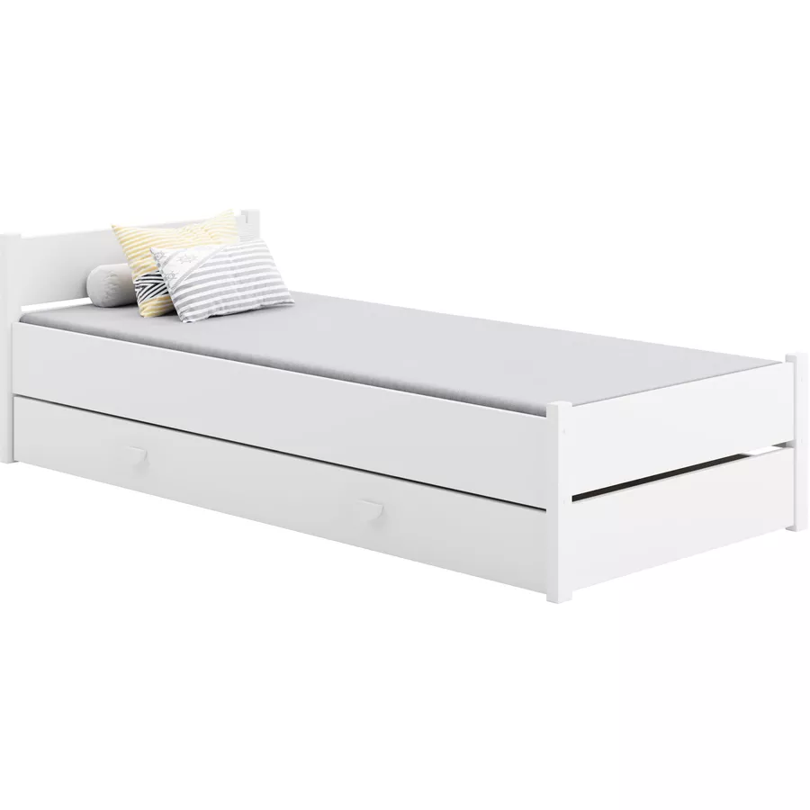 Kids Collective Kinderbett Jugendbett 90x200 mit Schublade & Lattenrost weiß mit Matratze