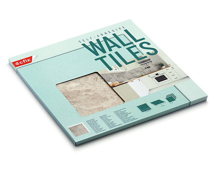 Lot de 6 dalles adhésive murales Wall Tiles DC FIX Carreaux de ciment effet ardoise clair L. 30,5 x l.30,5cm